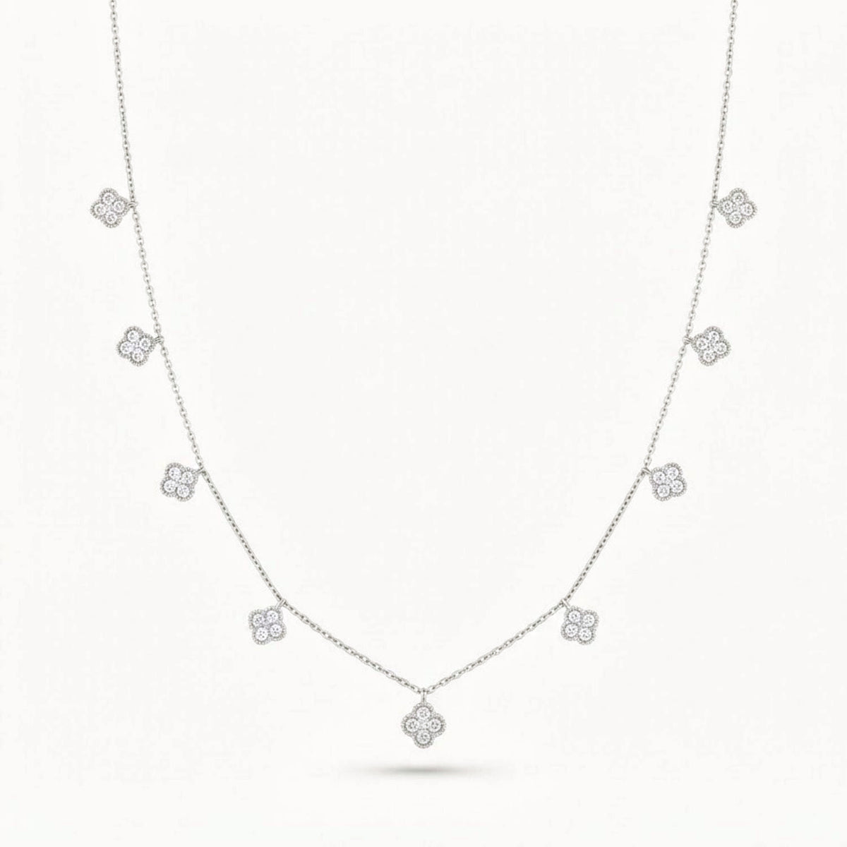 Lab-Grown Diamond Clover Station Necklace in 14K Gold