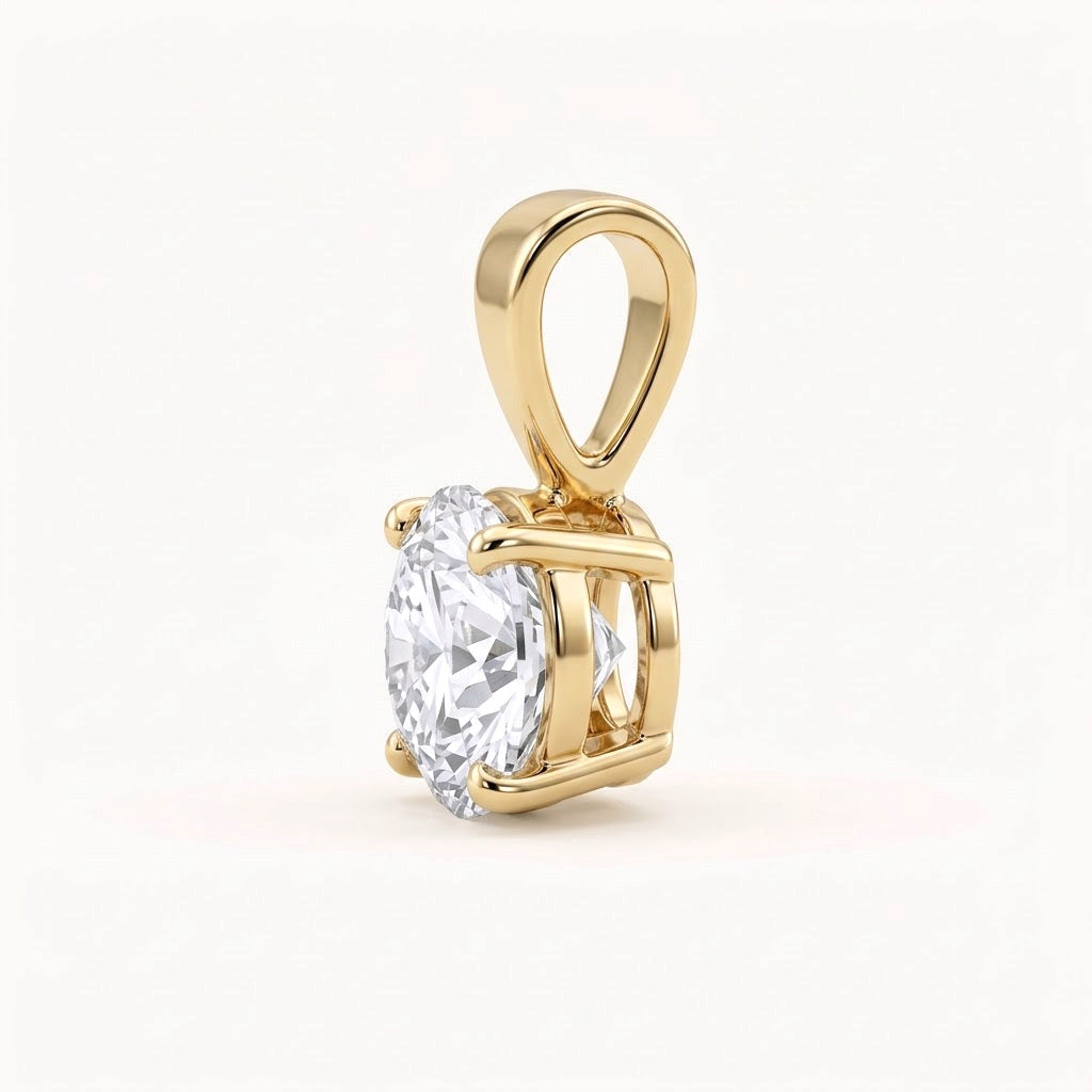 1 CT Round Lab-Grown Diamond Solitaire Necklace in 14K Yellow Gold