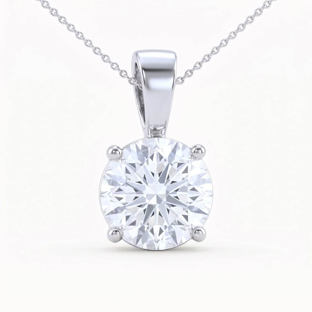 1 CT Round Lab-Grown Diamond Solitaire Necklace in 14K Yellow Gold