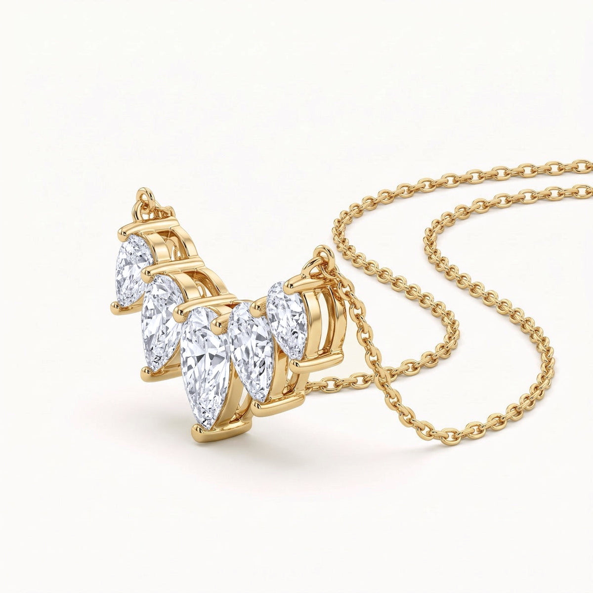 Five-Stone Pear Lab-Grown Diamond Necklace in 14K Gold – 2.22 CTW