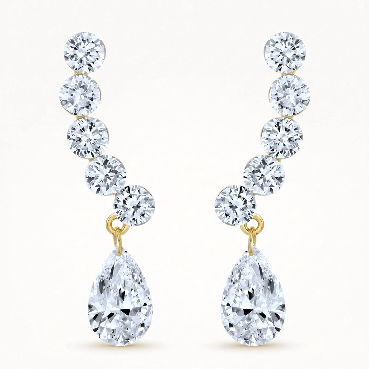 Curved Lab-Grown Diamond Drop Earrings in 14K Yellow Gold – 2.54 CTW