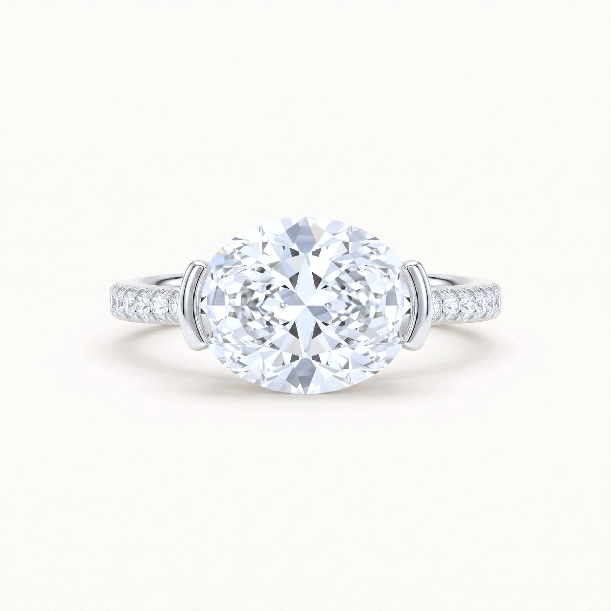 3 CT Lab-Grown Diamond Half-Bezel Engagement Ring in 14K Yellow Gold