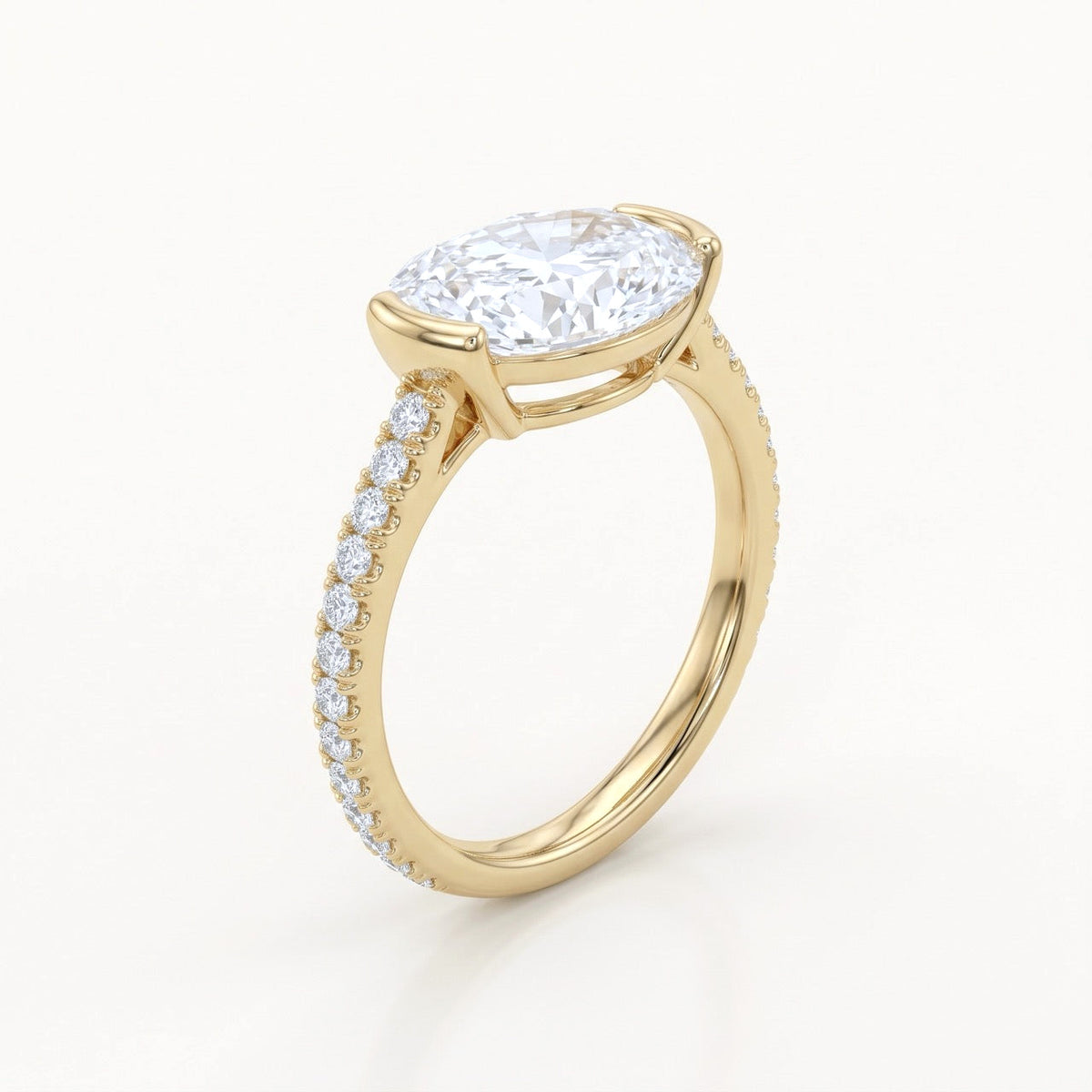 3 CT Lab-Grown Diamond Half-Bezel Engagement Ring in 14K Yellow Gold