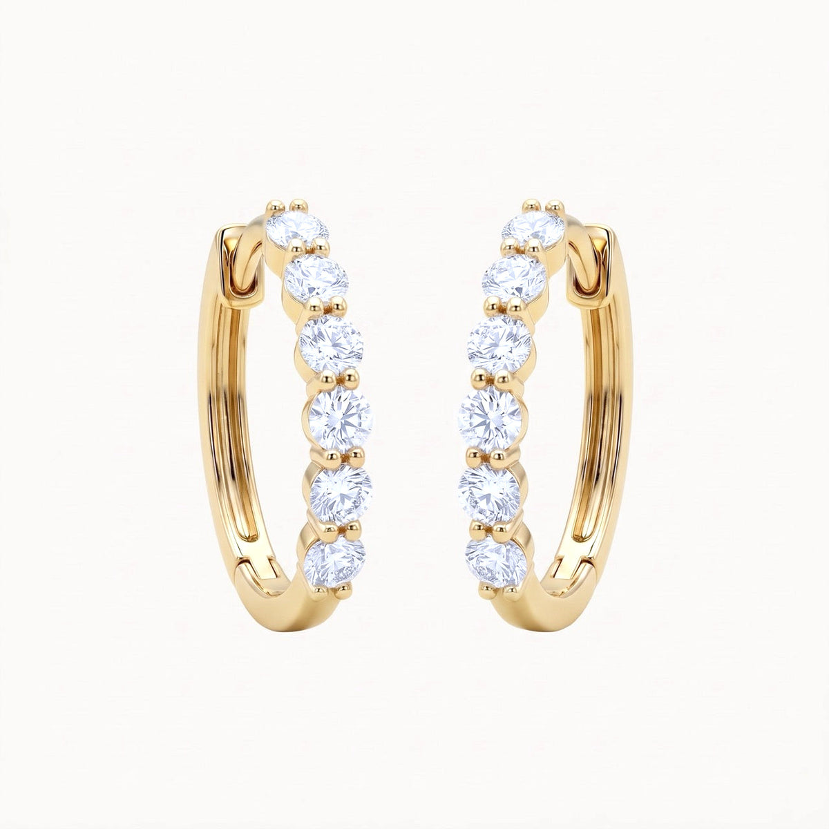 Mixed-Shape Lab-Grown Diamond Hoop Earrings in 14K Yellow Gold – 1.58 CTW