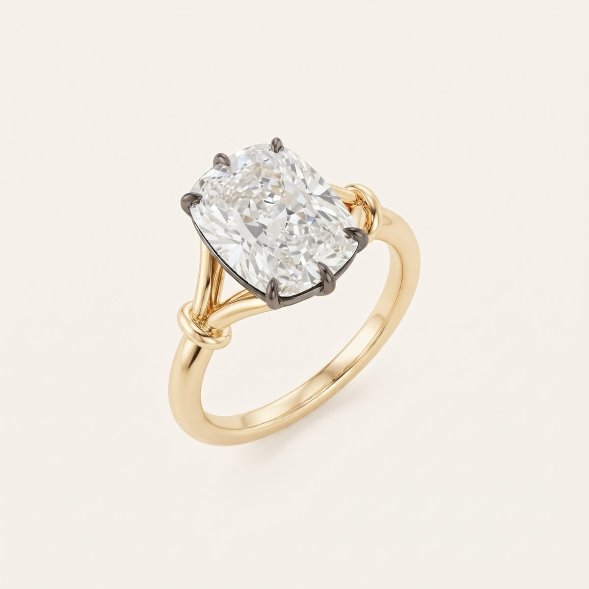 14K Yellow Gold Lab-Grown Cushion Cut Diamond Engagement Ring
