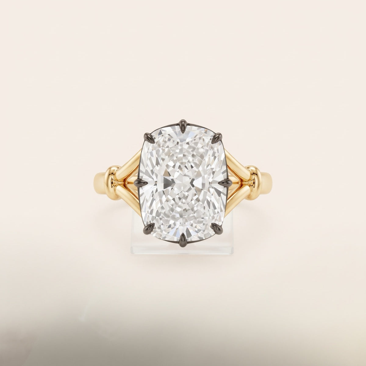 14K Yellow Gold Lab-Grown Cushion Cut Diamond Engagement Ring