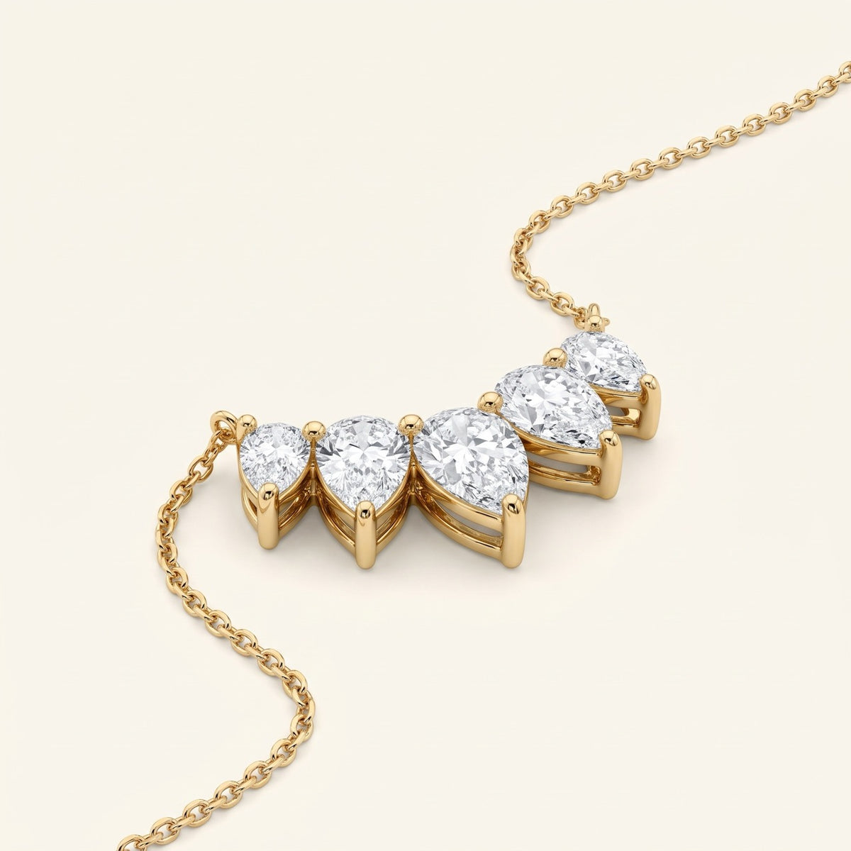 14K Yellow Gold 2.22ctw Lab-Grown Pear-Cut Diamond "V" Crown Necklace