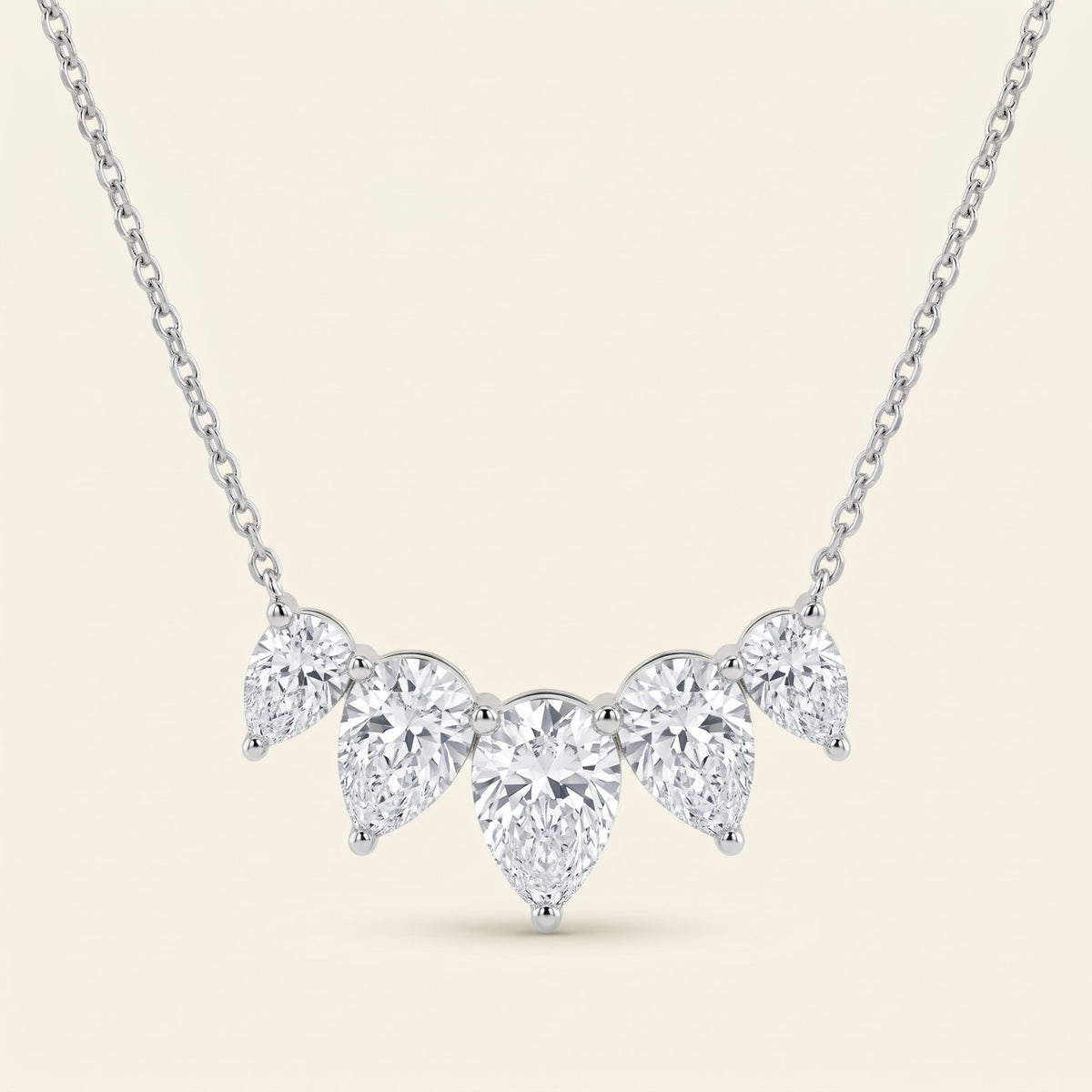 14K Yellow Gold 2.22ctw Lab-Grown Pear-Cut Diamond "V" Crown Necklace