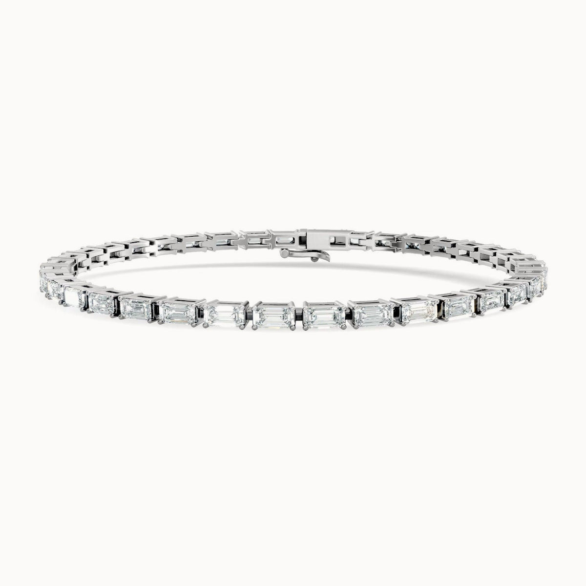East-West Emerald Lab Grown Diamond Tennis Bracelet 14K Gold