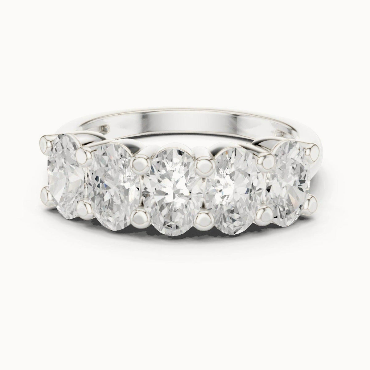 Lab Grown Diamond Oval 5 Stone Ring 14K White Gold