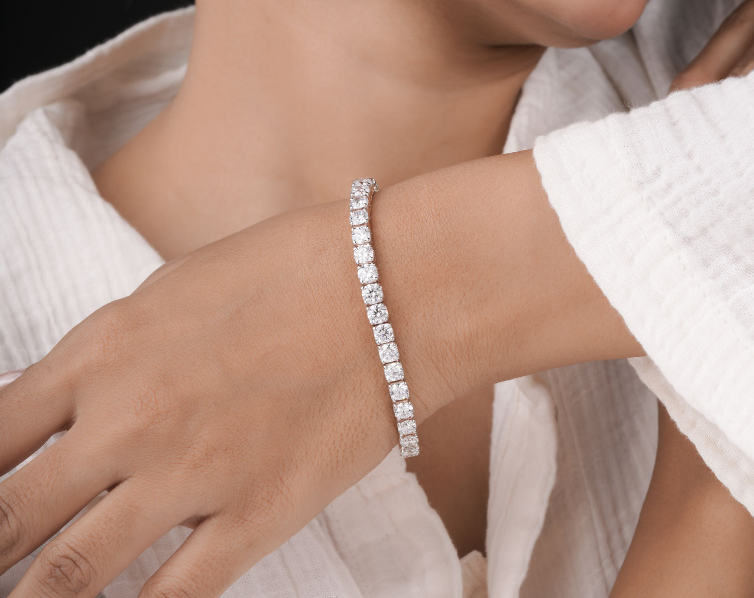 Tennis Bracelet 14KW 5.915cts 13.05g (3.10mmx49Pcs) F+ VS+ Length 7 Inch