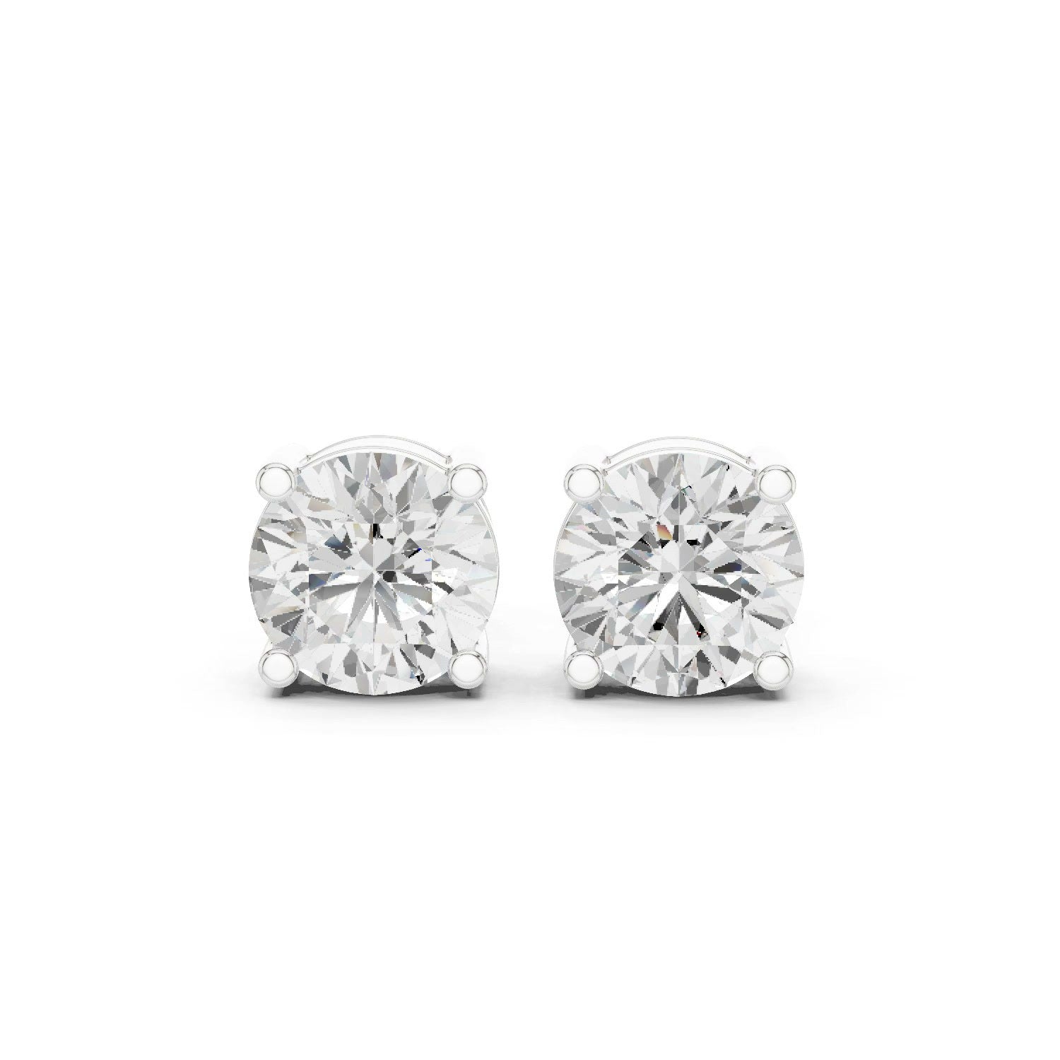 Lab Grown Diamond Round Stud Earrings 14K Gold - 4 Prong Basket