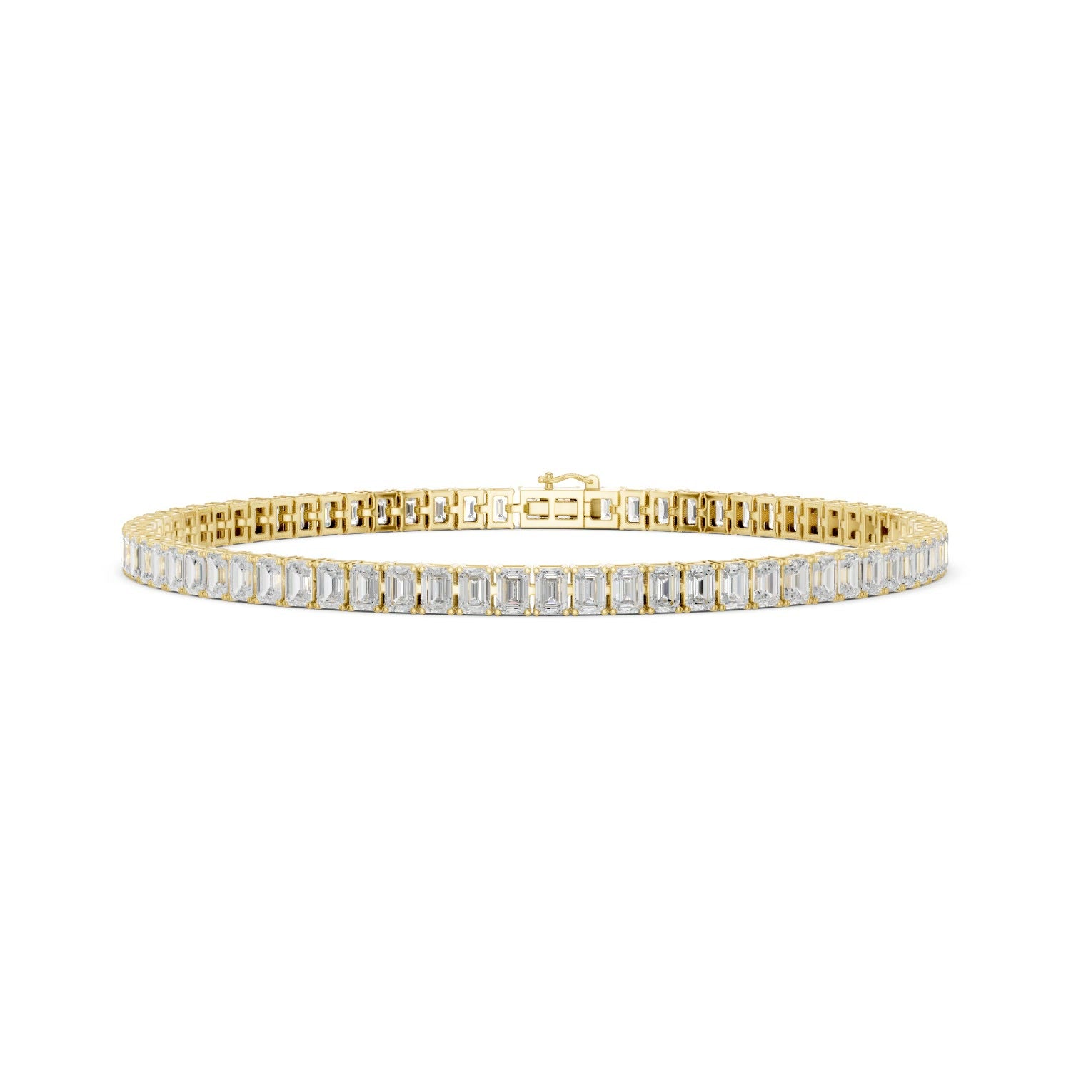 Emerald Lab Grown Diamond North South Tennis Bracelet 14K Gold