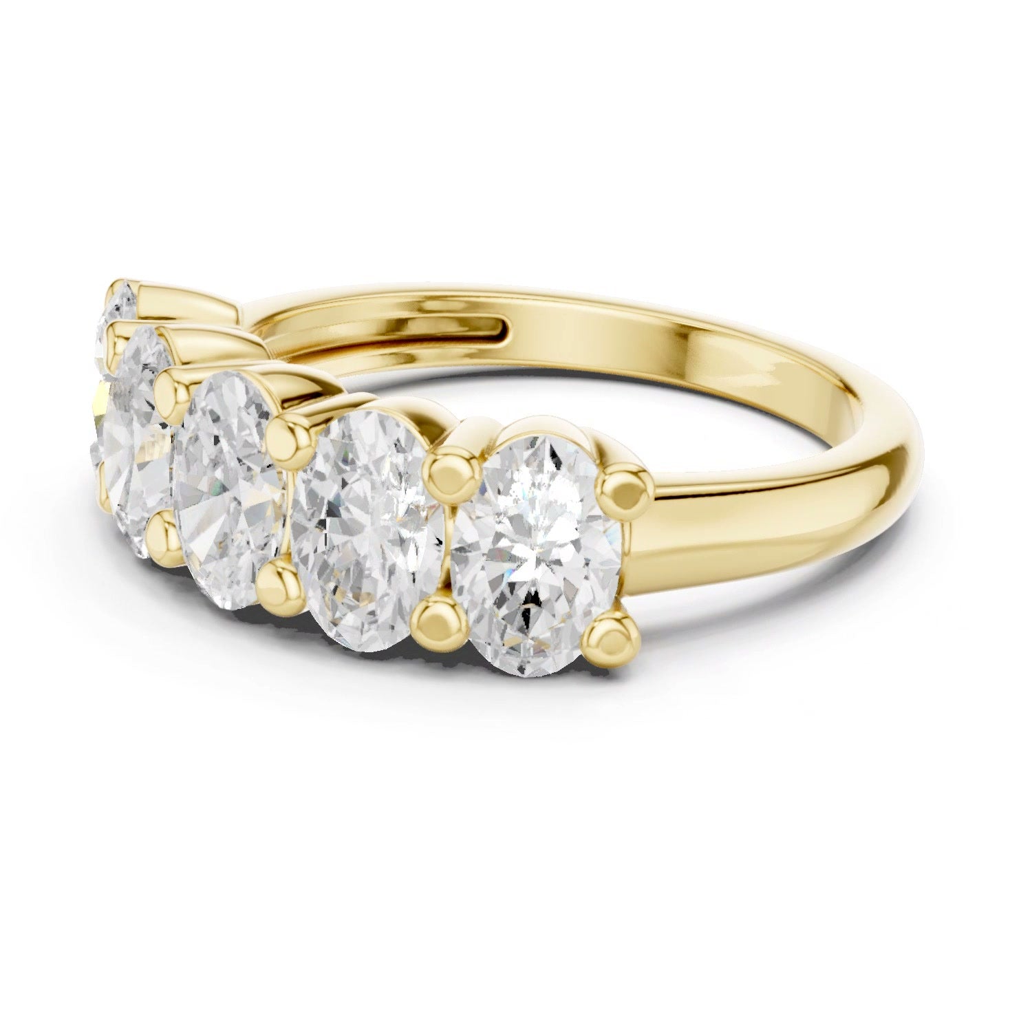 Lab Grown Diamond Oval 5 Stone Ring 14K White Gold