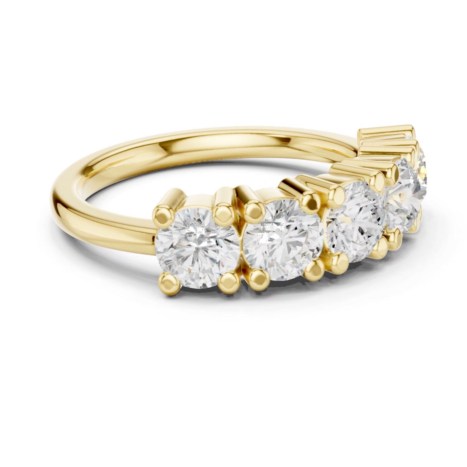 Lab Grown Emerald 5 Stone Ring in 14K Gold