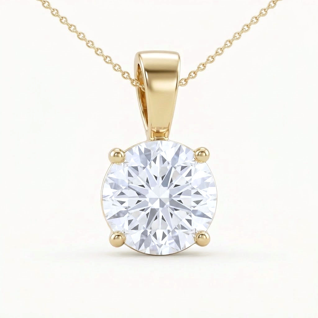 1 CT Round Lab-Grown Diamond Solitaire Necklace in 14K Yellow Gold