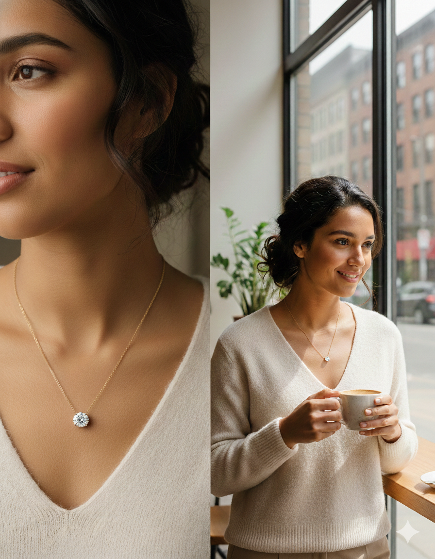 The Solaire Round Lab Grown Diamond Necklace
