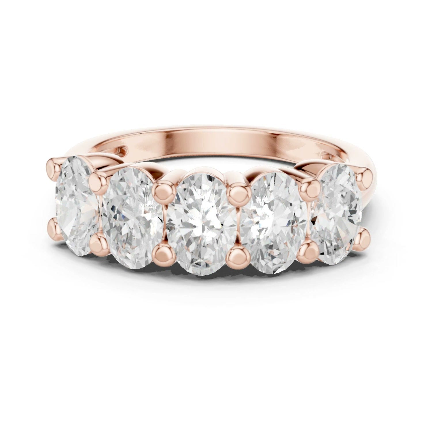 Lab Grown Diamond Oval 5 Stone Ring 14K White Gold