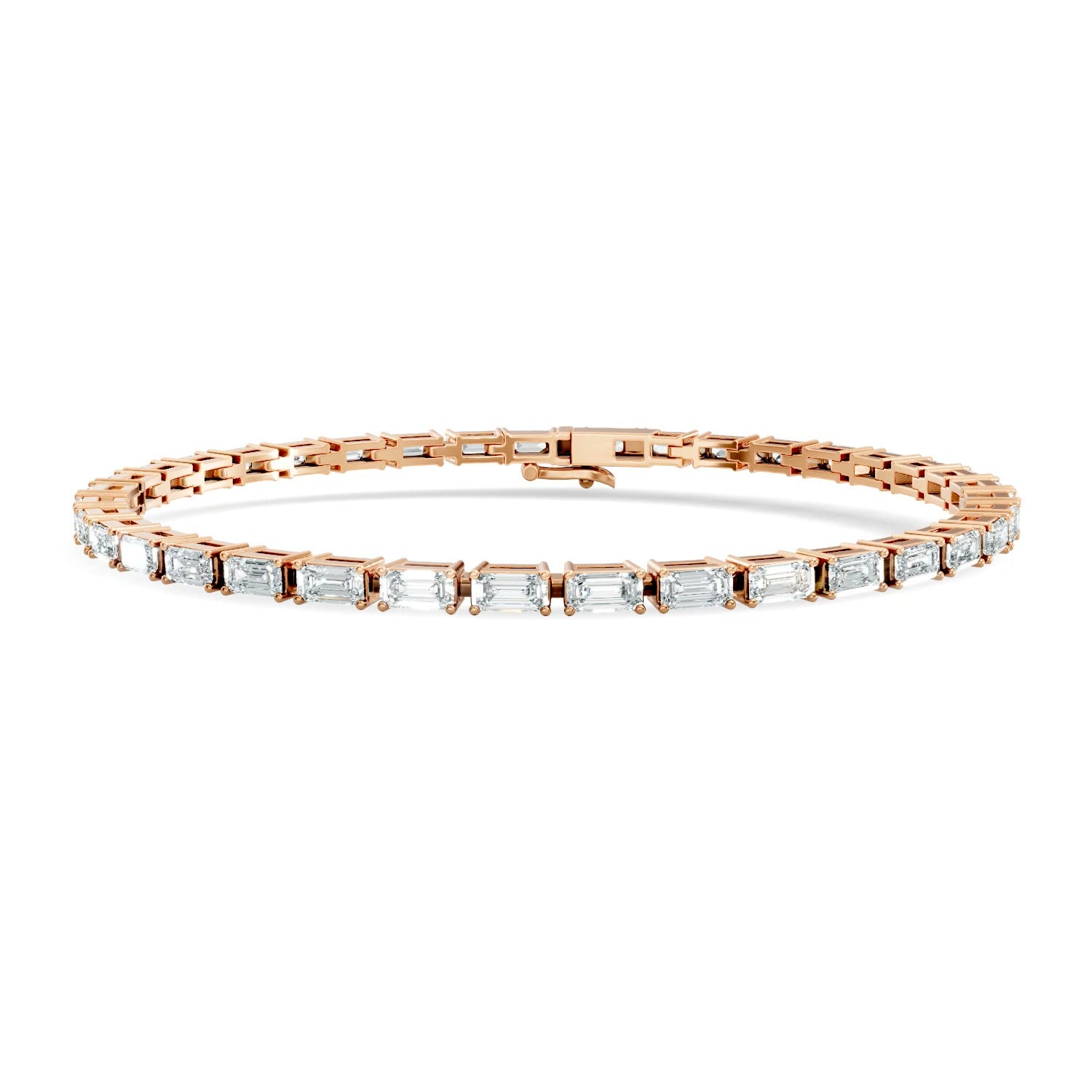 East-West Emerald Lab Grown Diamond Tennis Bracelet 14K Gold