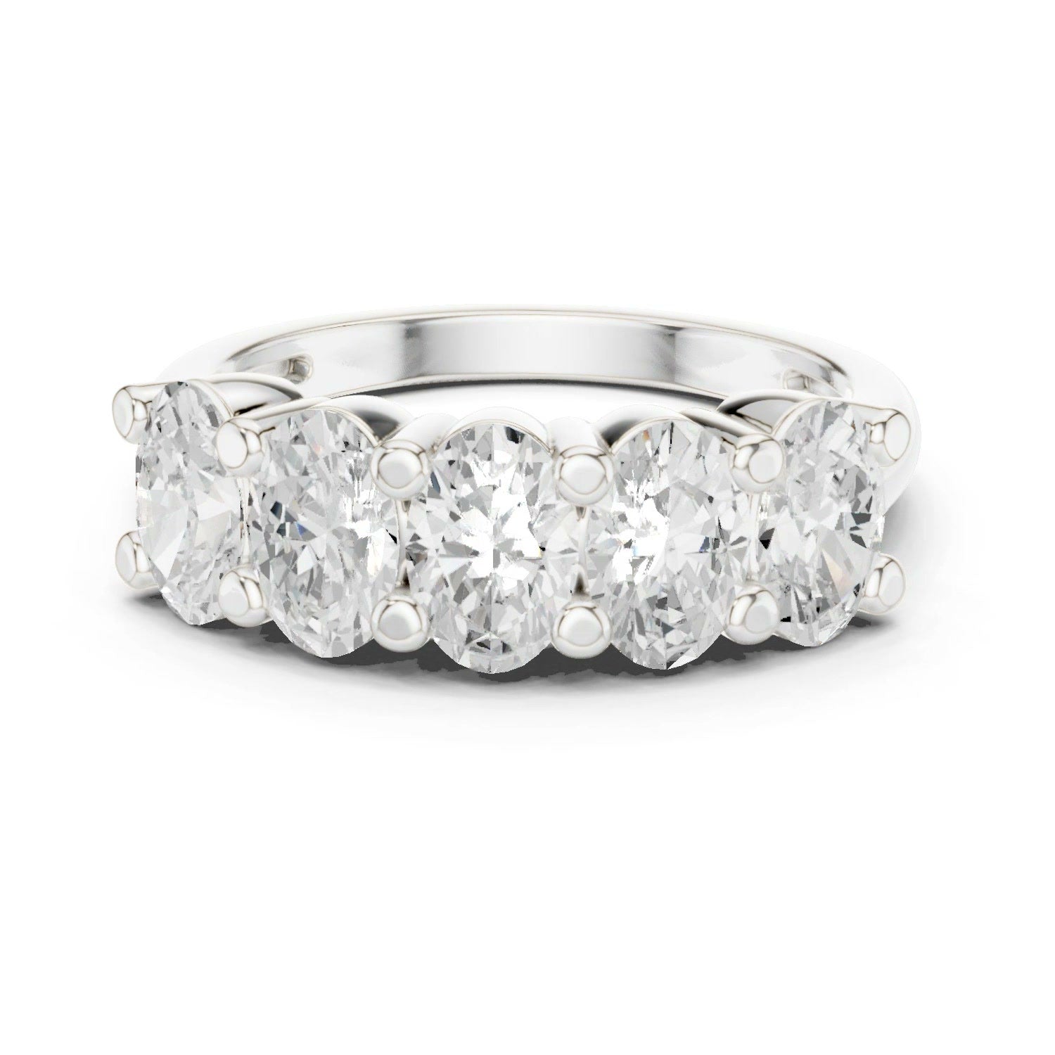 Lab Grown Diamond Oval 5 Stone Ring 14K White Gold