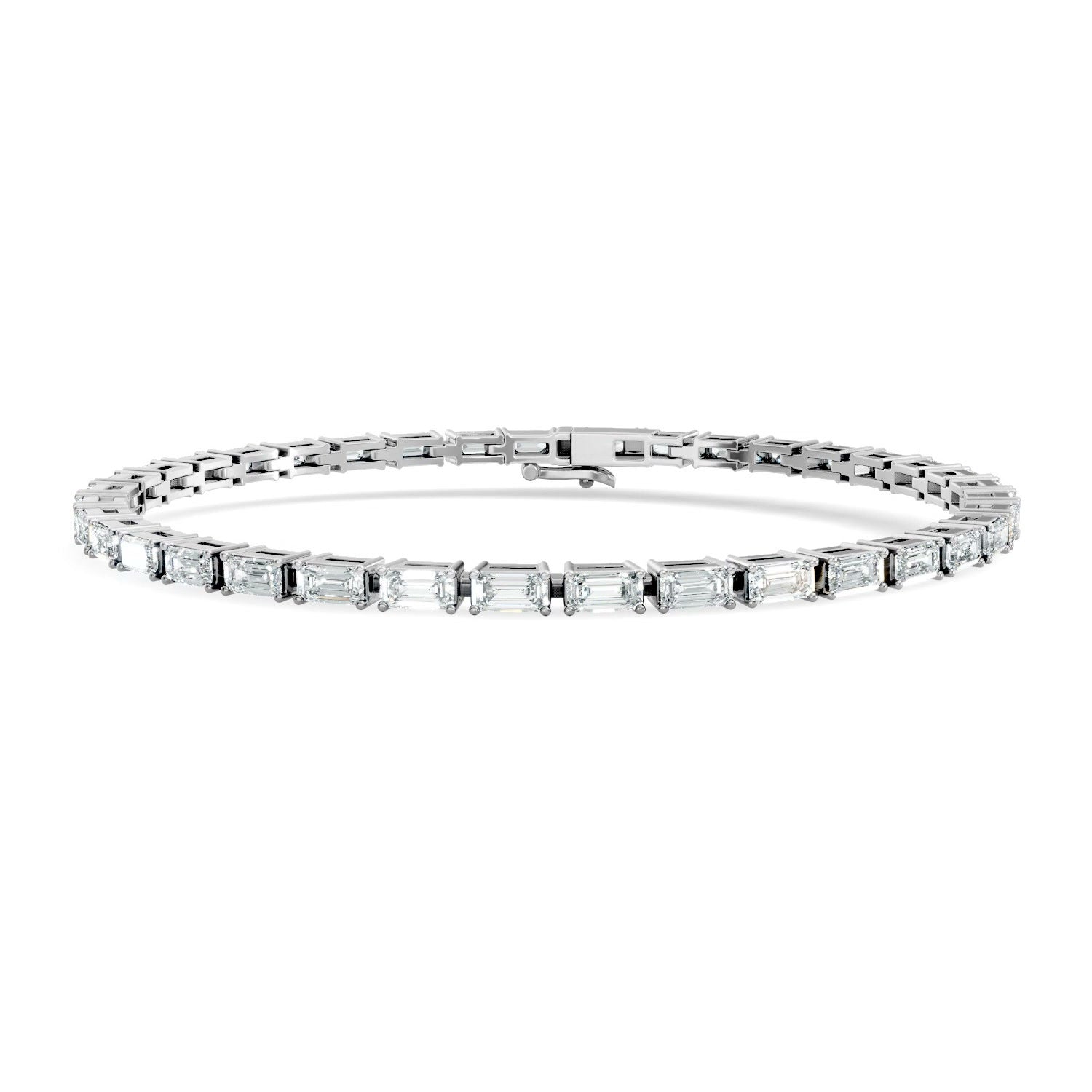 East-West Emerald Lab Grown Diamond Tennis Bracelet 14K Gold