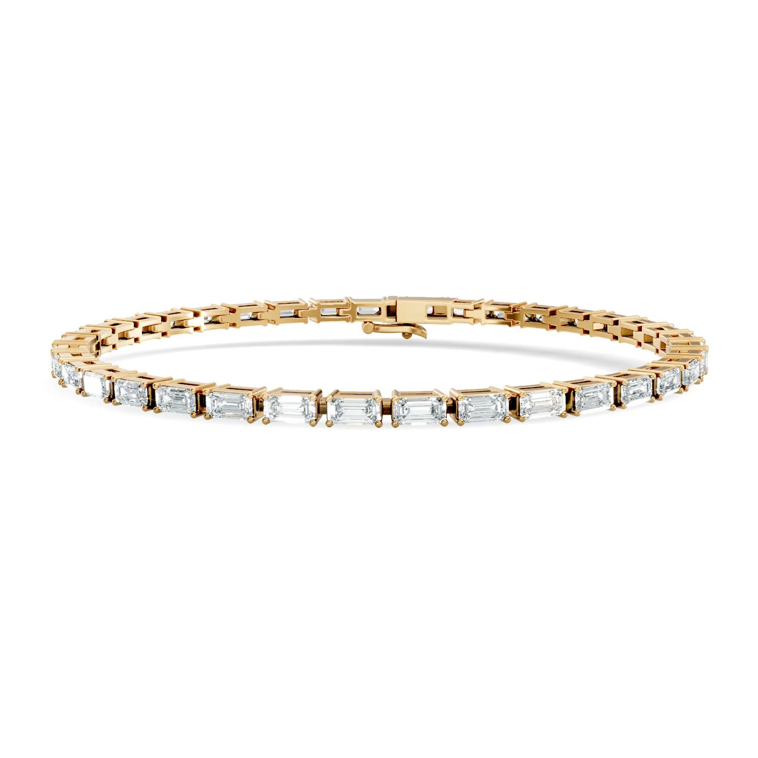 East-West Emerald Lab Grown Diamond Tennis Bracelet 14K Gold