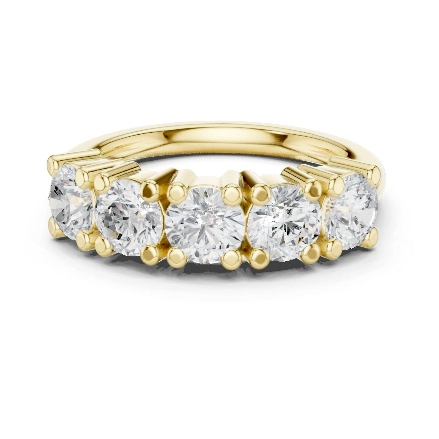 Lab Grown Emerald 5 Stone Ring in 14K Gold