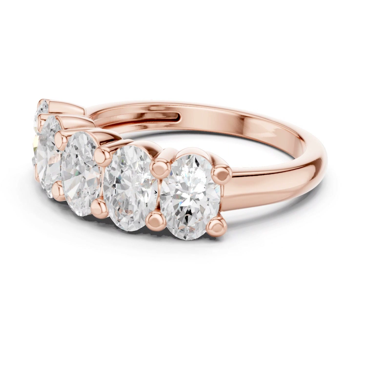 Lab Grown Diamond Oval 5 Stone Ring 14K White Gold
