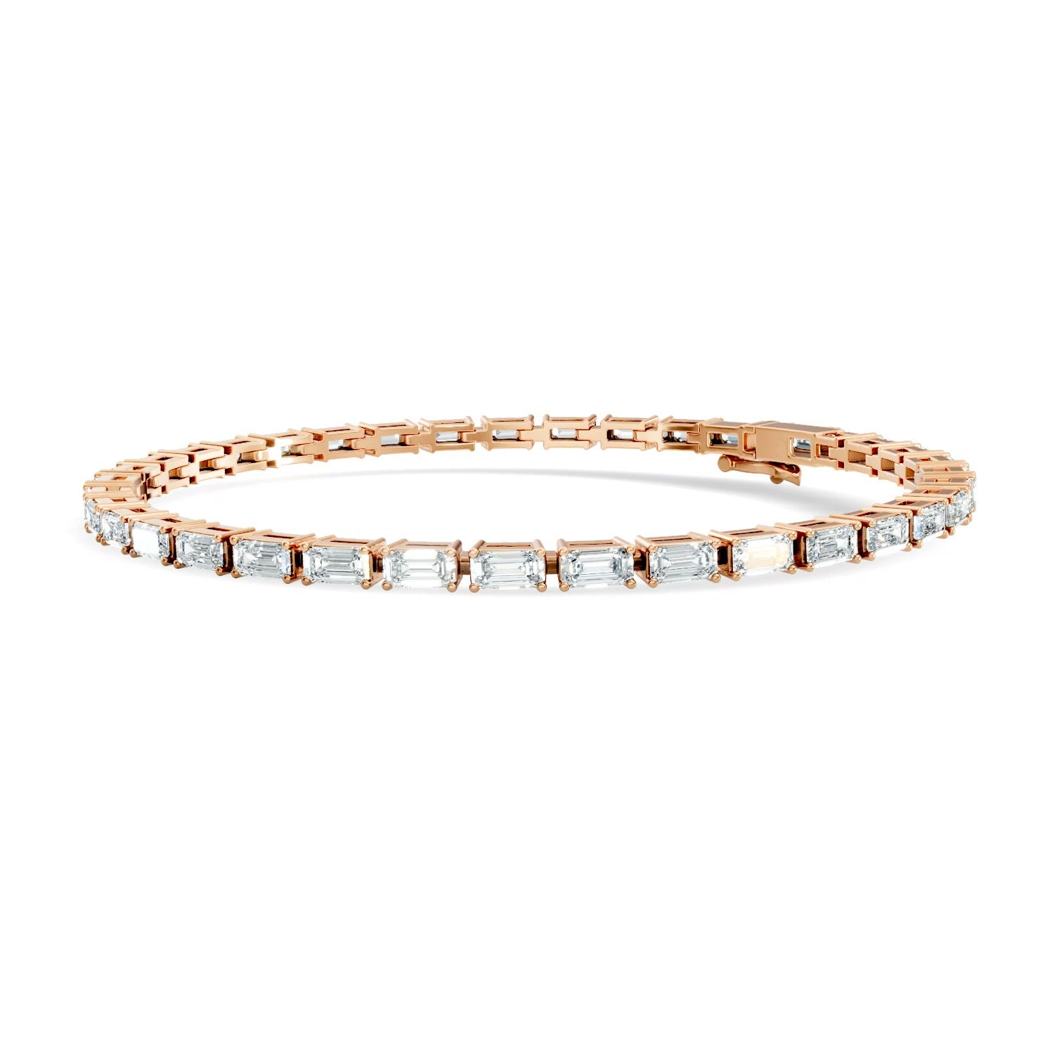East-West Emerald Lab Grown Diamond Tennis Bracelet 14K Gold