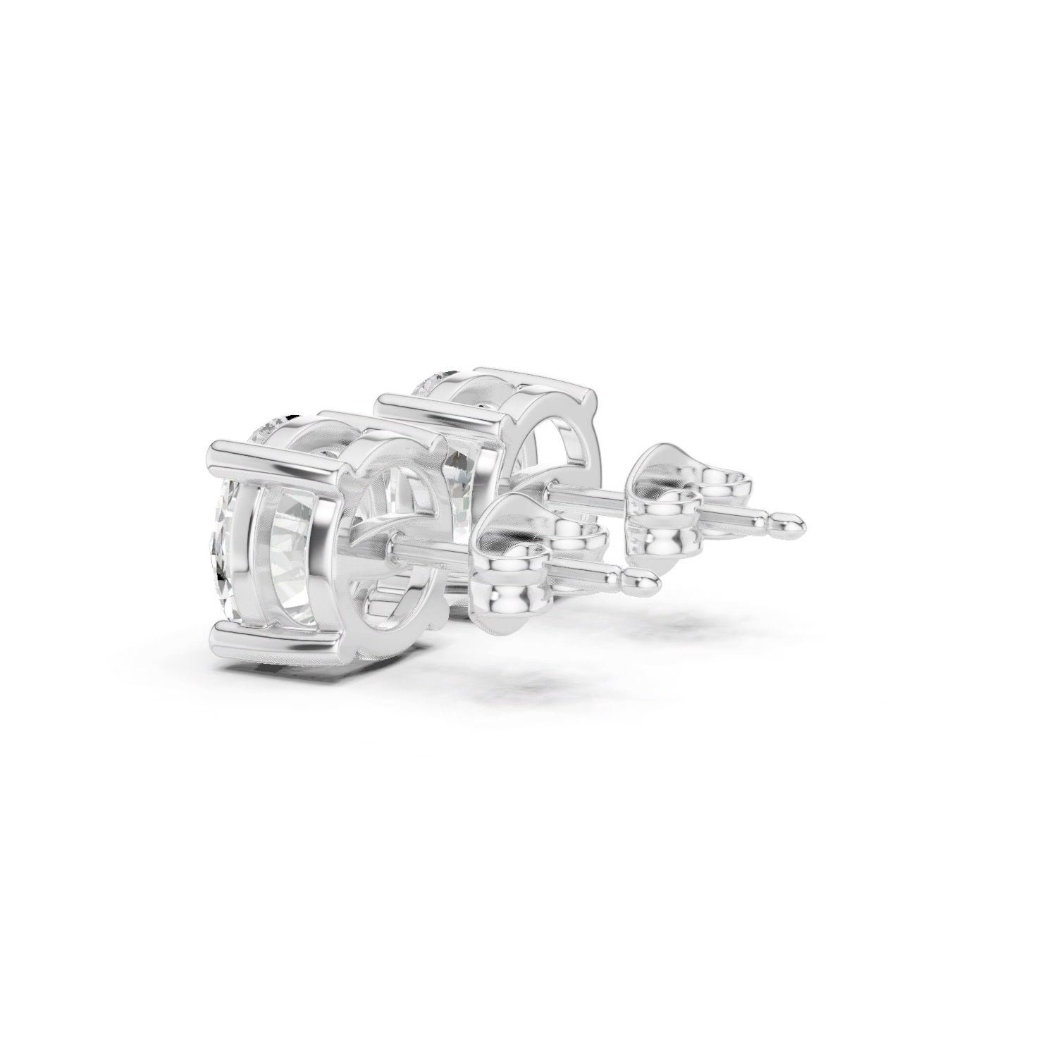Lab Grown Diamond Round Stud Earrings 14K Gold - 4 Prong Basket
