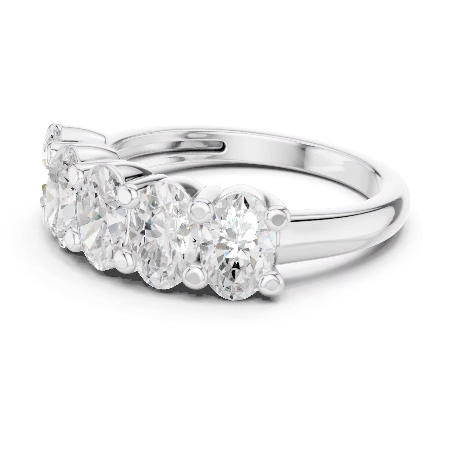 Lab Grown Diamond Oval 5 Stone Ring 14K White Gold