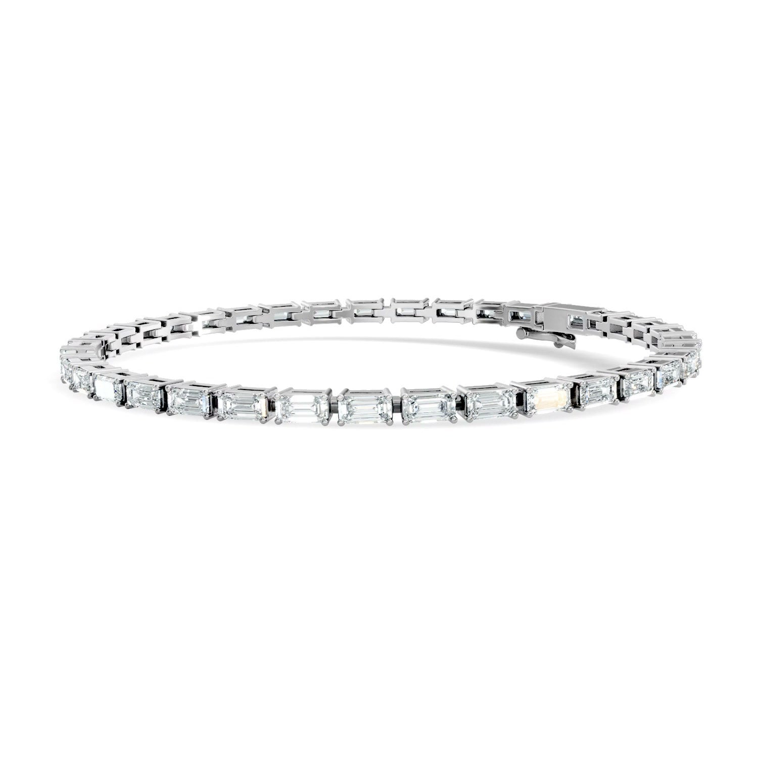 East-West Emerald Lab Grown Diamond Tennis Bracelet 14K Gold