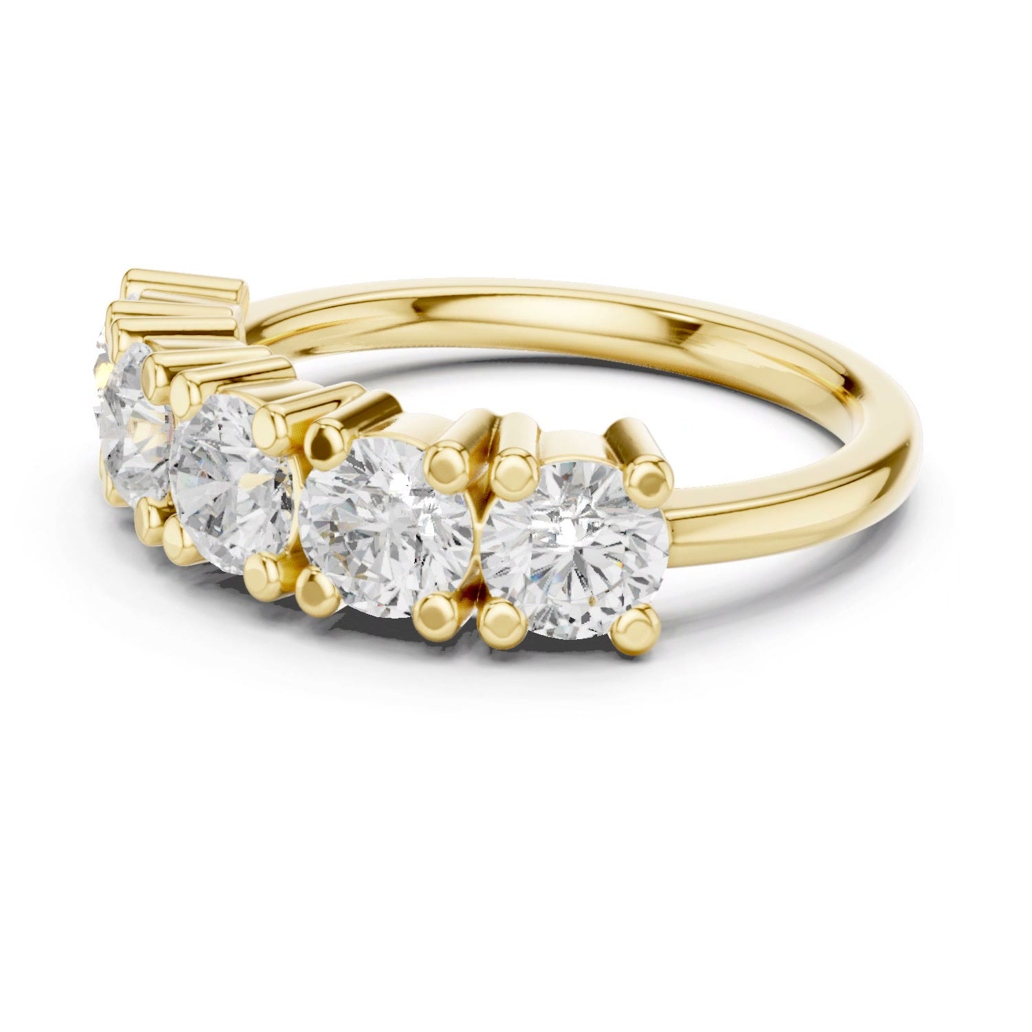 Lab Grown Emerald 5 Stone Ring in 14K Gold