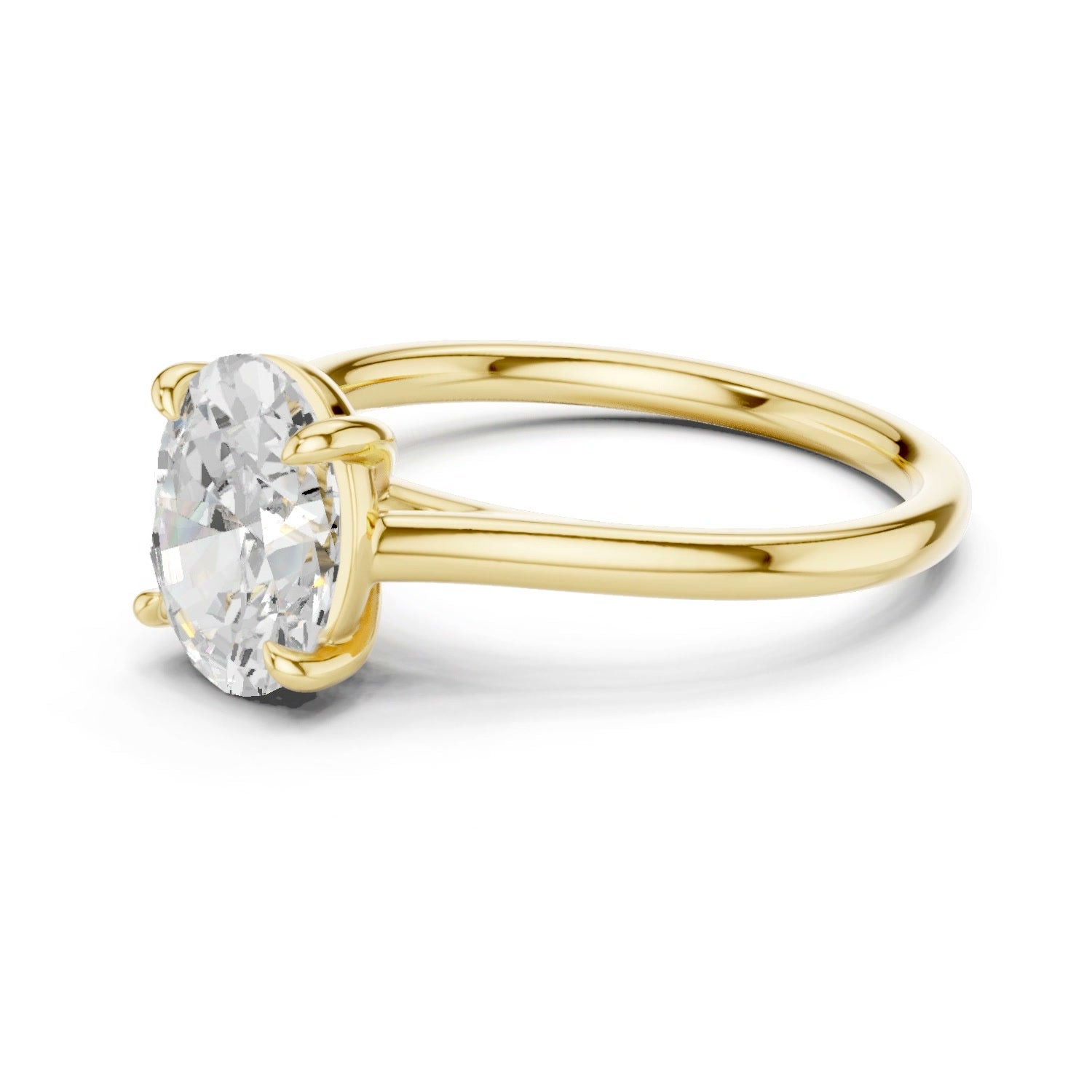 Oval Lab Grown Diamond Solitaire Ring in 14K Yellow Gold
