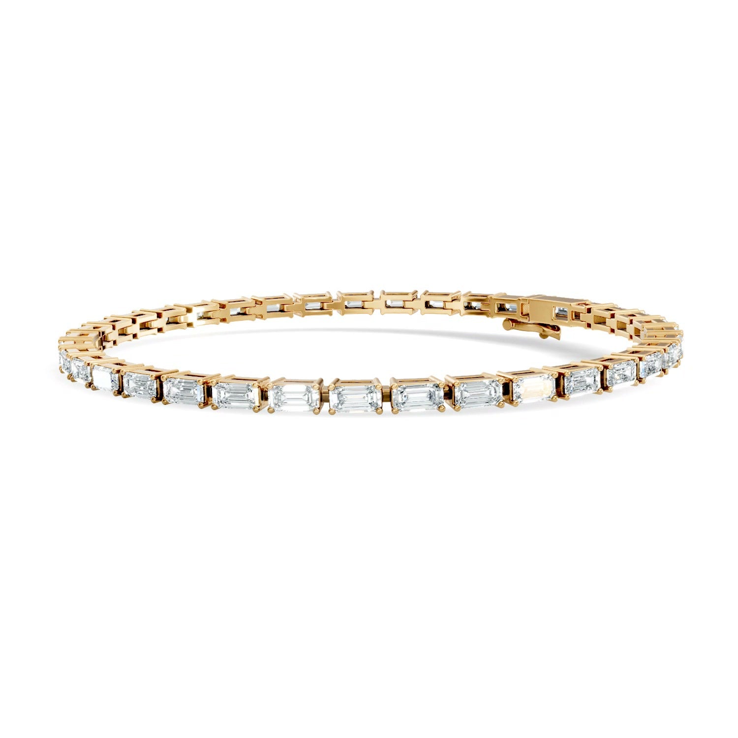 East-West Emerald Lab Grown Diamond Tennis Bracelet 14K Gold
