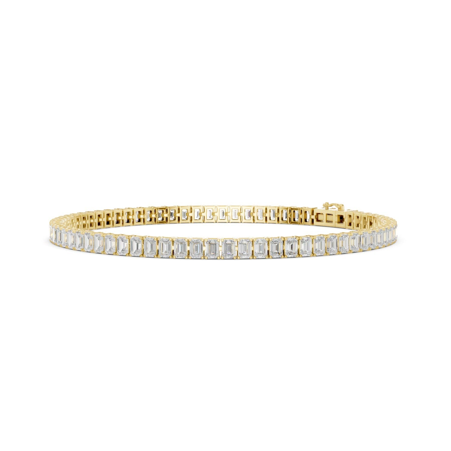 Emerald Lab Grown Diamond North South Tennis Bracelet 14K Gold