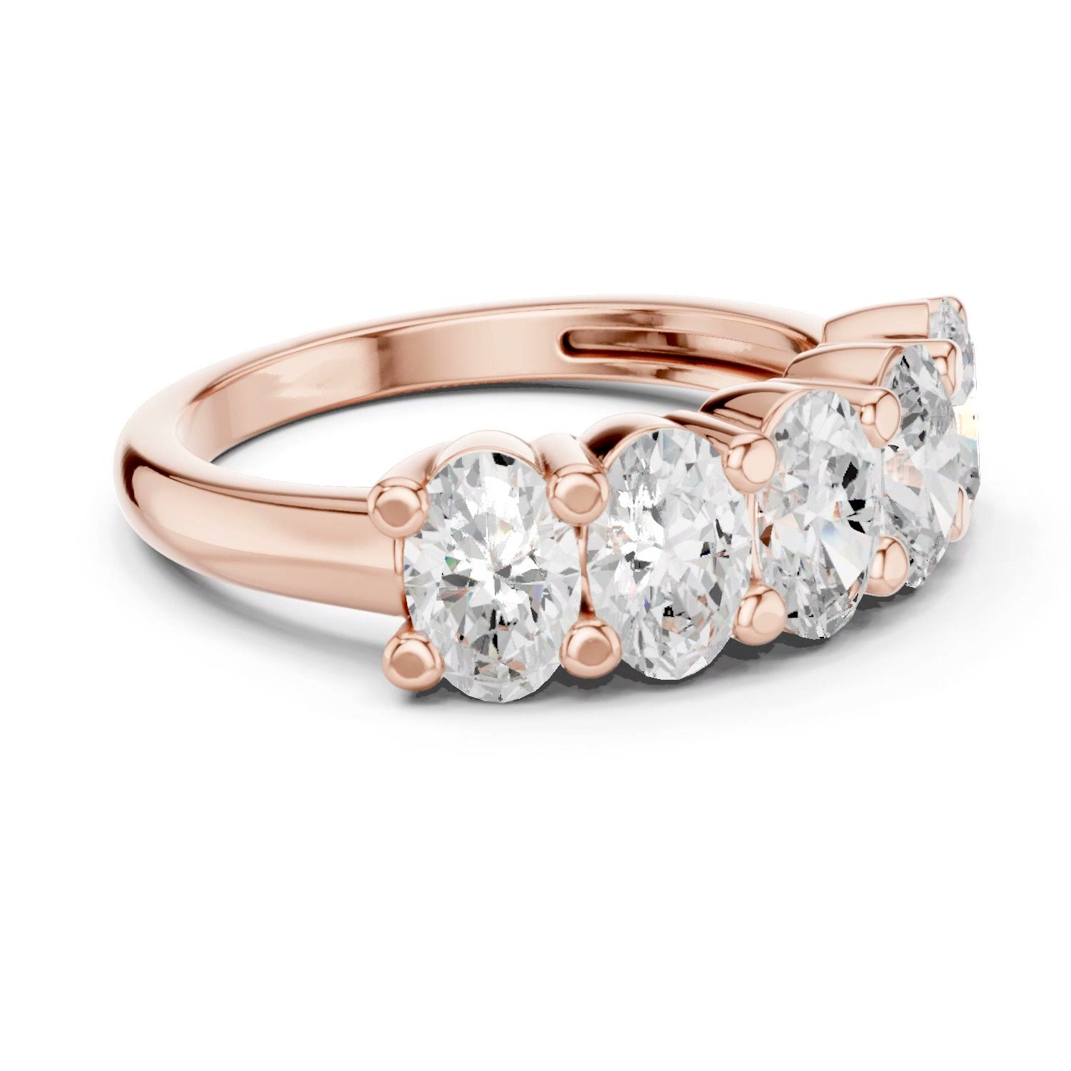 Lab Grown Diamond Oval 5 Stone Ring 14K White Gold