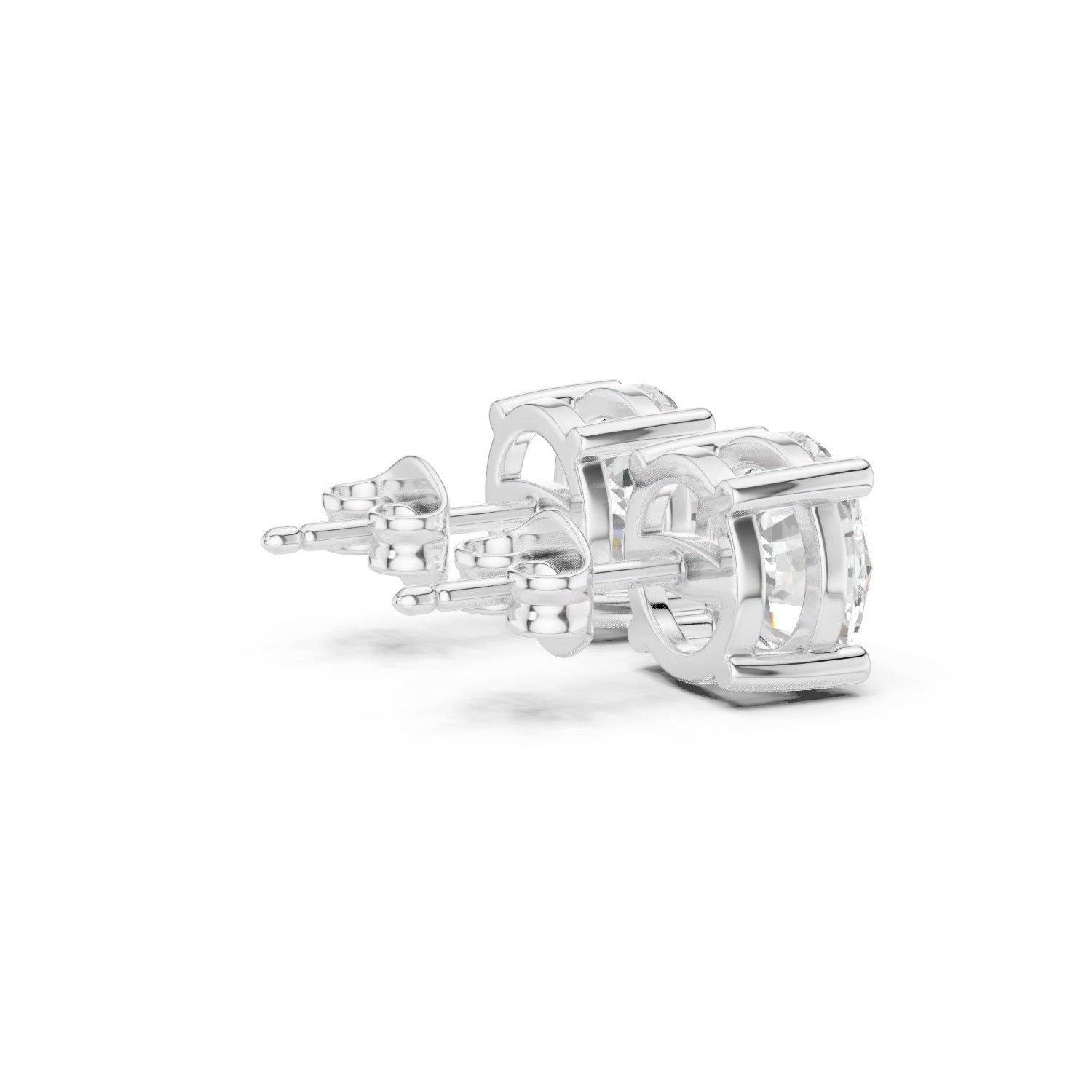 Lab Grown Diamond Round Stud Earrings 14K Gold - 4 Prong Basket