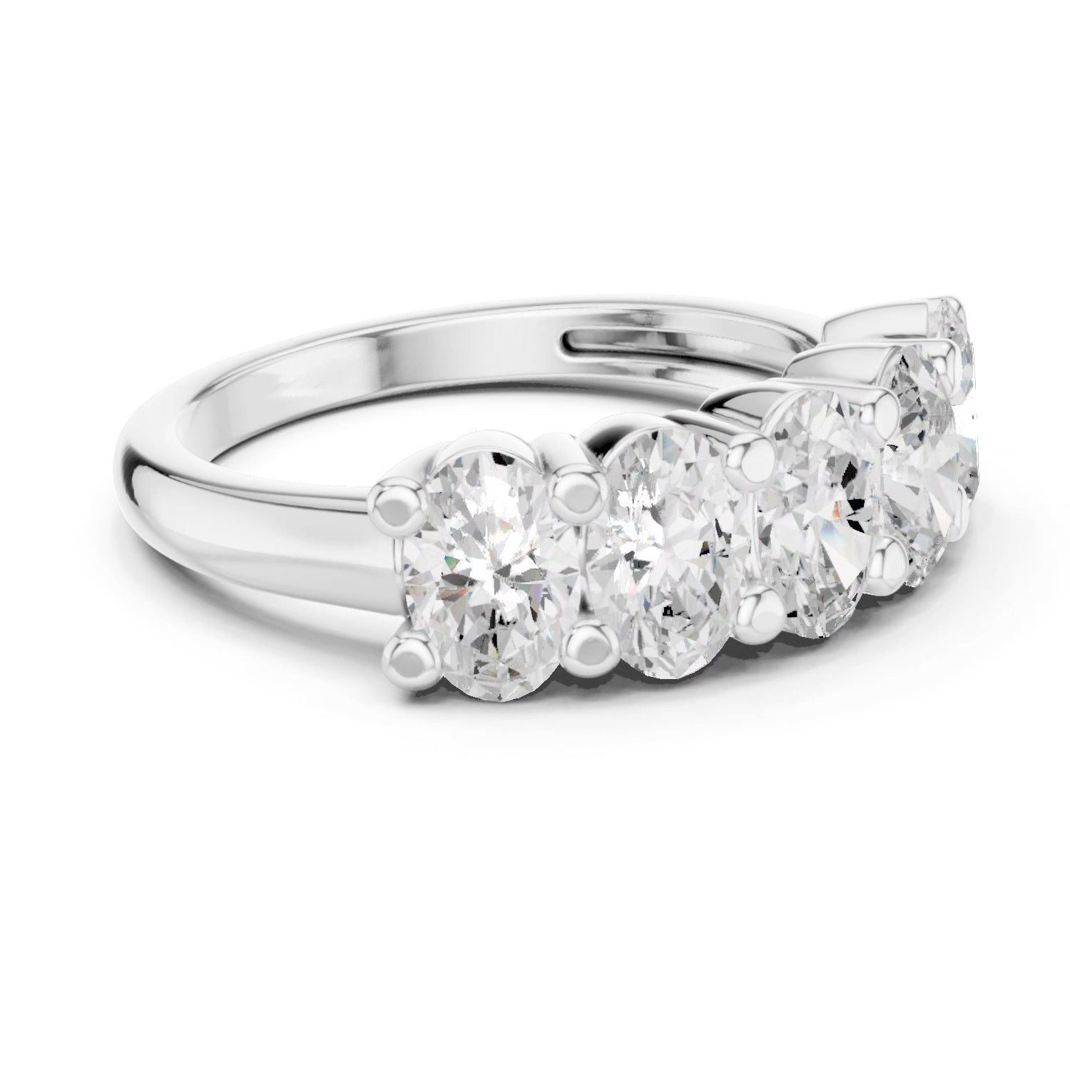 Lab Grown Diamond Oval 5 Stone Ring 14K White Gold