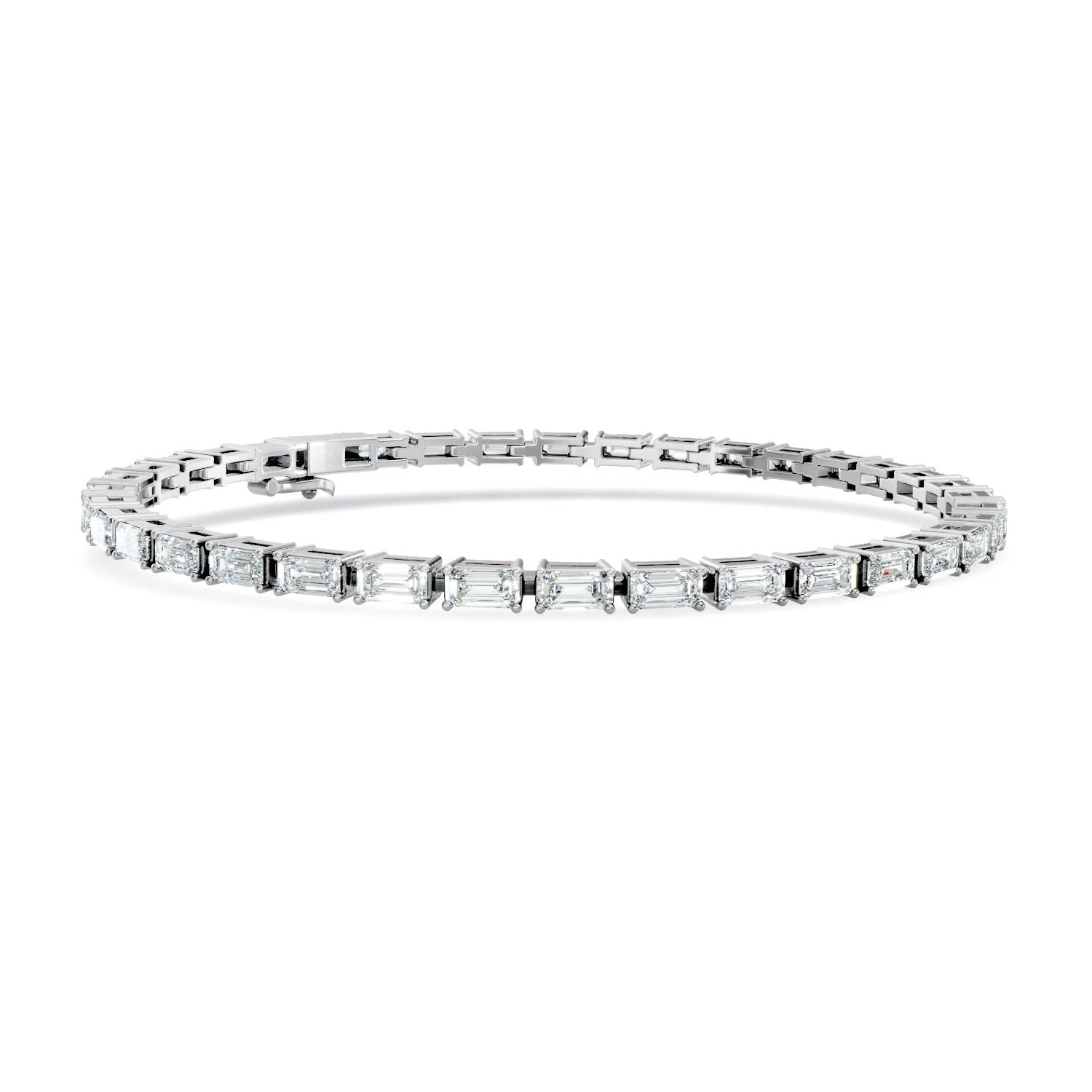 East-West Emerald Lab Grown Diamond Tennis Bracelet 14K Gold