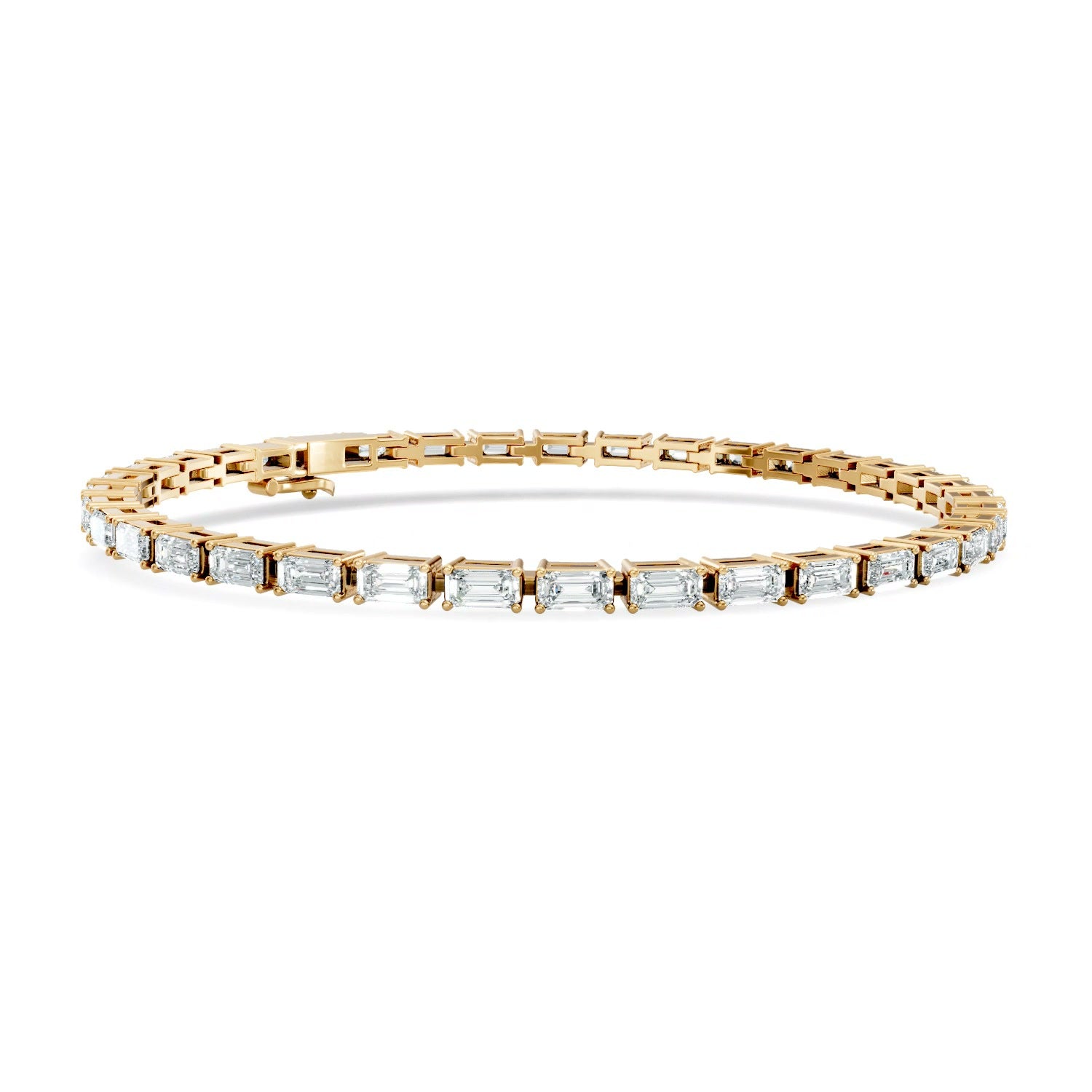 East-West Emerald Lab Grown Diamond Tennis Bracelet 14K Gold