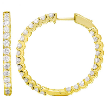 Agent Jewel - 14k Yellow Gold In And Out Diamond Hoop Earrings