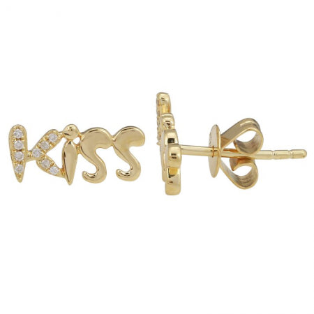 Agent Jewel - 14k Yellow Gold Kiss Diamond Stud Earrings