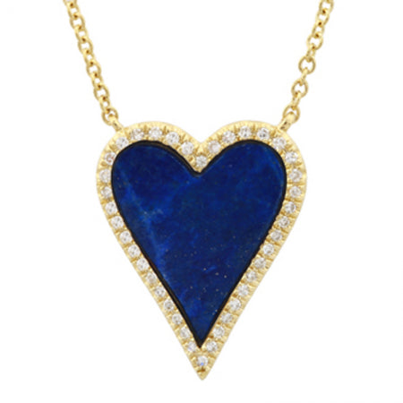 Agent Jewel - 14k Yellow Gold Lapis Heart Necklace