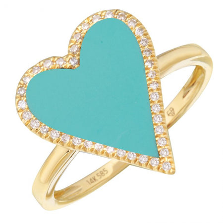 Agent Jewel - 14k Yellow Gold Turquoise Heart Ring