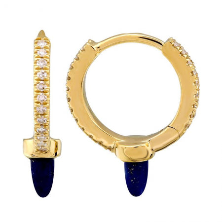 Agent Jewel - 14k Yellow Gold Spike Diamond Huggie Earrings