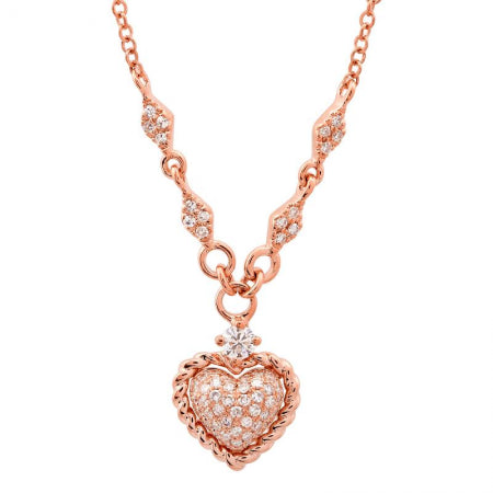 Agent Jewel - 14k Rose Gold Heart Diamond Heart Necklace