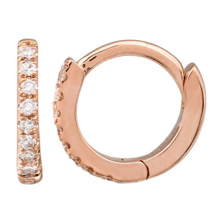 Agent Jewel - 14k Rose Gold Diamond Mini Round Huggie Earrings