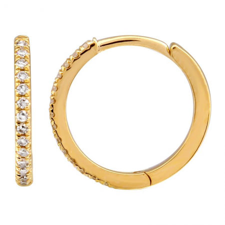 Agent Jewel - 14k Yellow Gold Diamond Mini Round Huggie Earrings