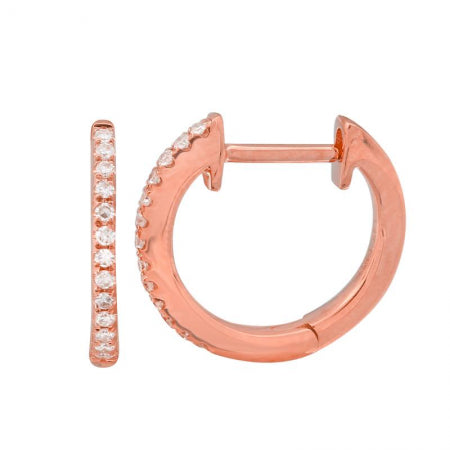 Agent Jewel - 14k Rose Gold Diamond Huggie Earrings